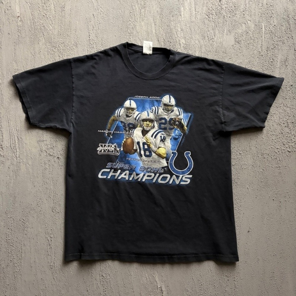 Vintage Indianapolis Colts Shirt XL Black 2000s Super Bowl Champions‎